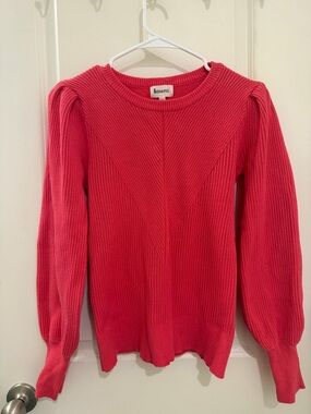 ME Makeover Essentials Coral Ribbed Puff-Sleeve Sweater